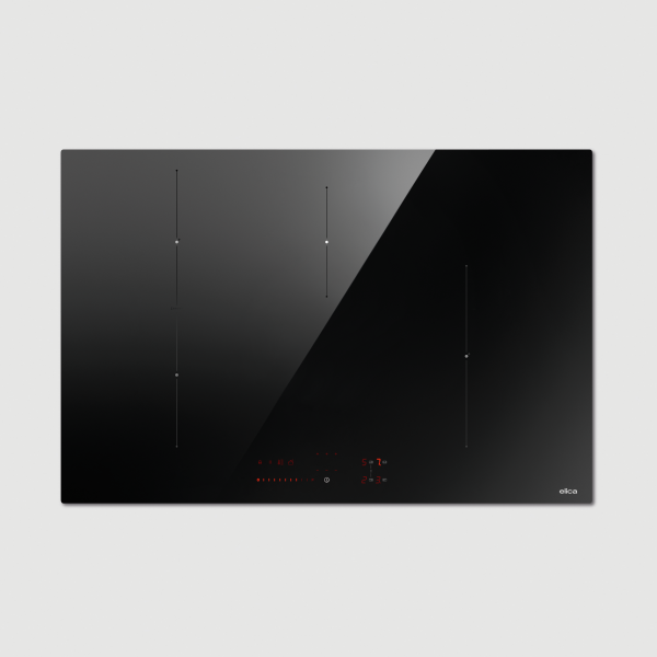 Elica NikolaTesla Flame Piano Cottura A Gas Con Cappa Integrata – 4 Fuochi, Vetro Grigio, Aspirazione 610 M³/h, 88 Cm